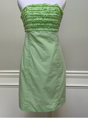 2008 Vintage Lilly Pulitzer Franco Dress Palm Green Micro Gingham Size 10 NWT